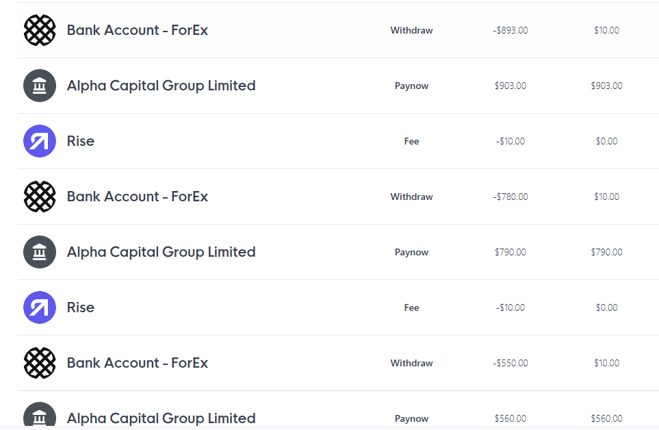 Payouts to bank screenshot